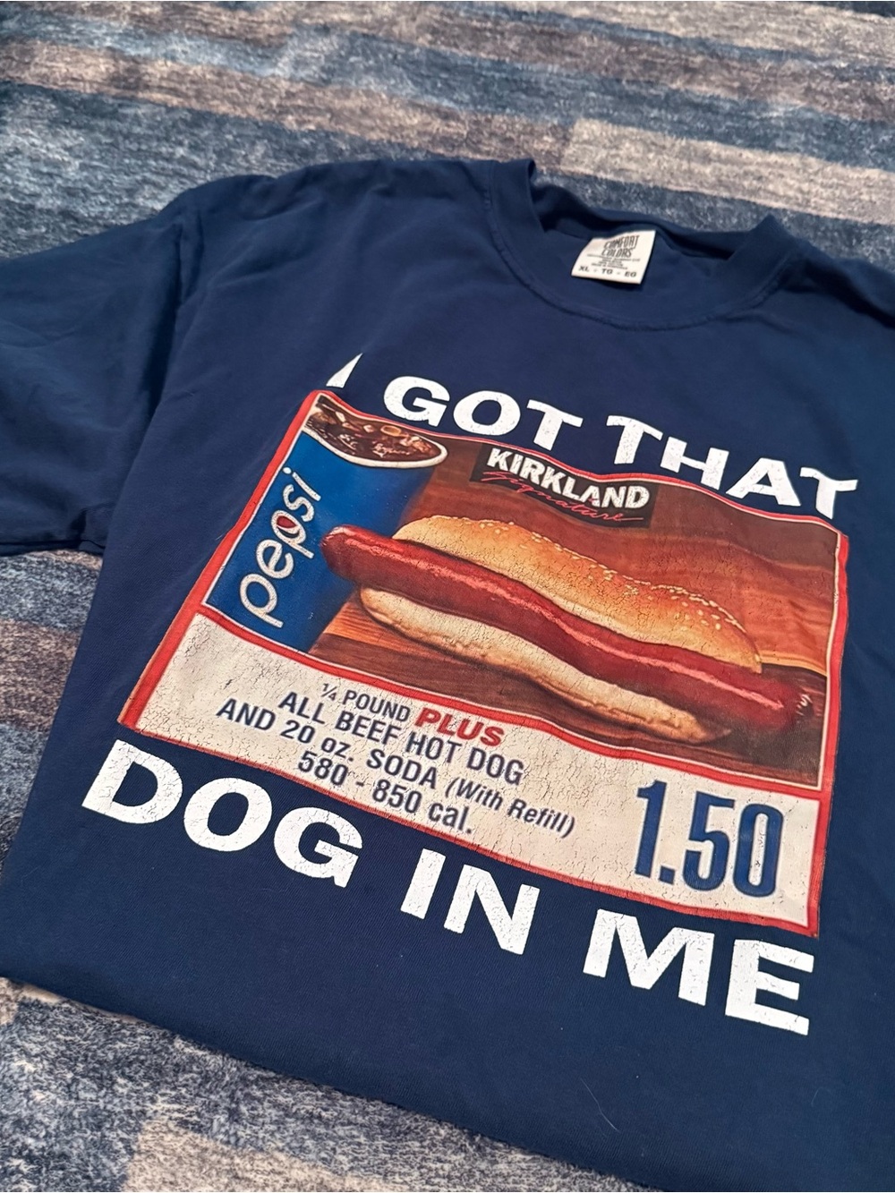 Comfort Colors Graphic Hot Dog & Pepsi Tee (Navy) - Picture 2 of 4